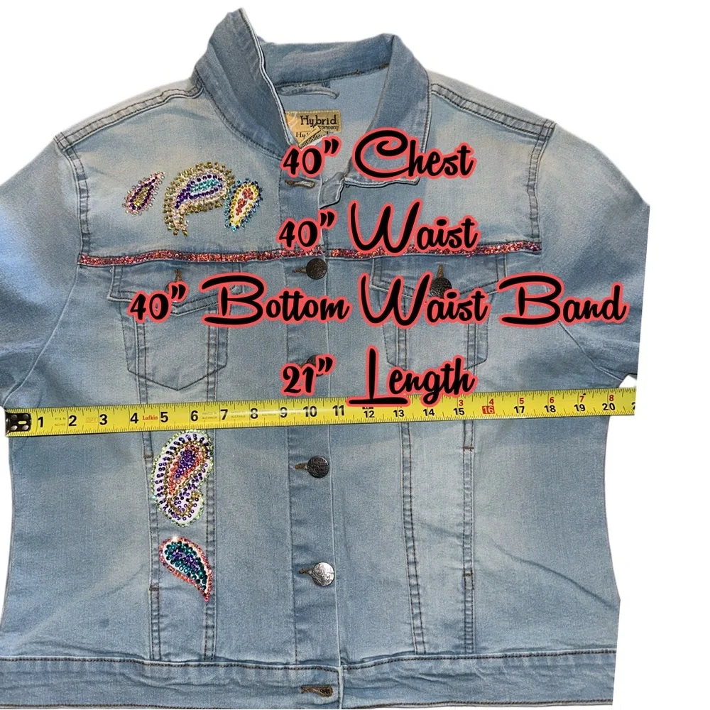 Paisley Crystal Embellished  Denim Jacket - Picture 8 of 9